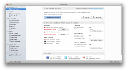 MacKeeper Default View