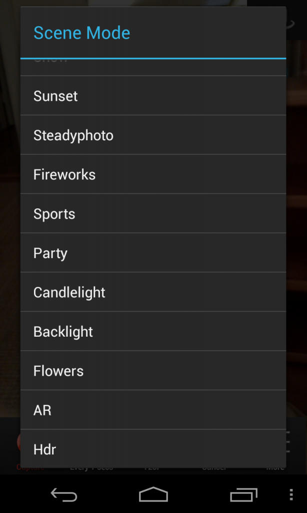 Scene modes